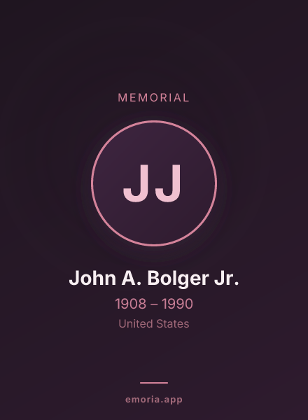 Memorial portrait of John A. Bolger Jr.