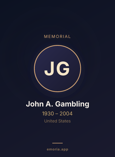 Memorial portrait of John A. Gambling