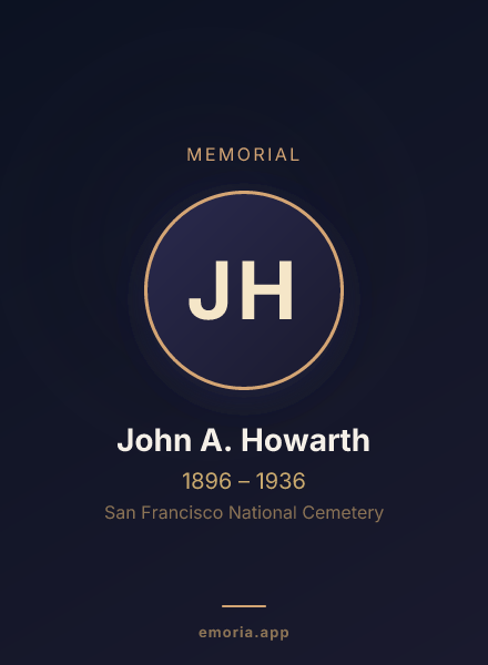 Memorial portrait of John A. Howarth