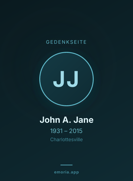 Gedenkportrait von John A. Jane