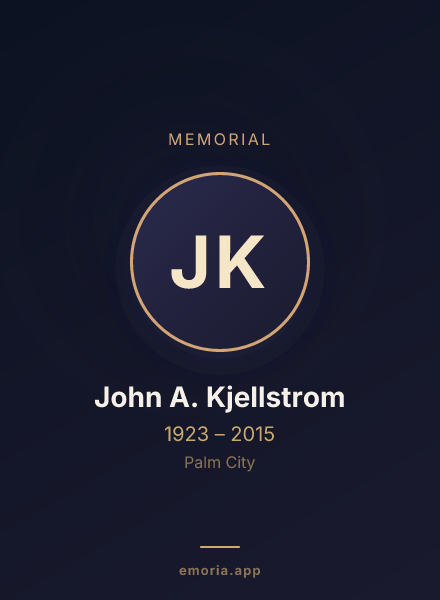 Memorial portrait of John A. Kjellstrom