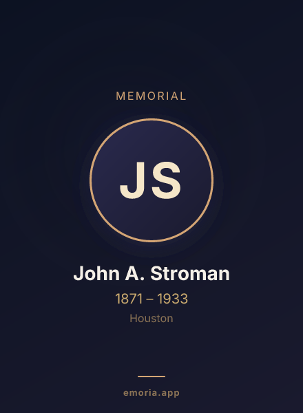 Memorial portrait of John A. Stroman