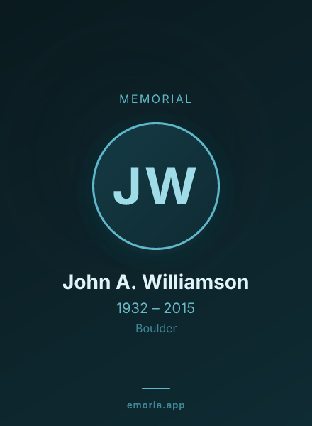Memorial portrait of John A. Williamson