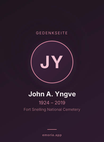 Gedenkportrait von John A. Yngve