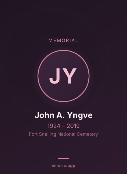 Memorial portrait of John A. Yngve