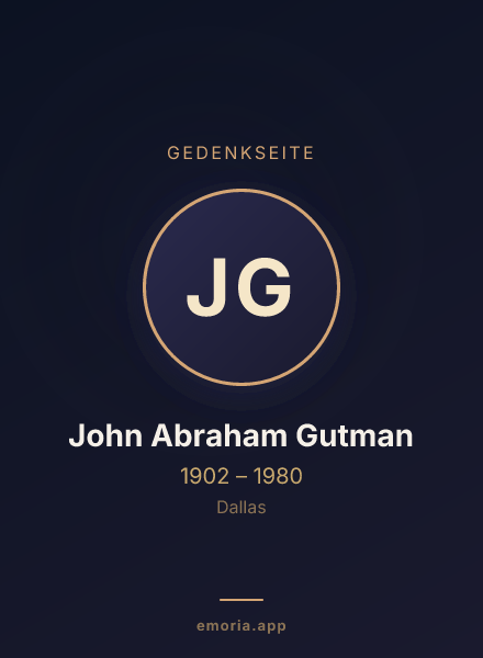Gedenkportrait von John Abraham Gutman
