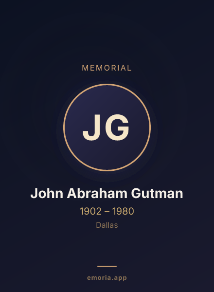 Memorial portrait of John Abraham Gutman