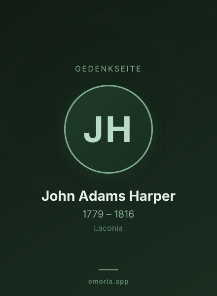 Gedenkportrait von John Adams Harper