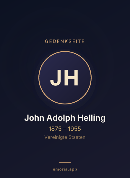 Gedenkportrait von John Adolph Helling