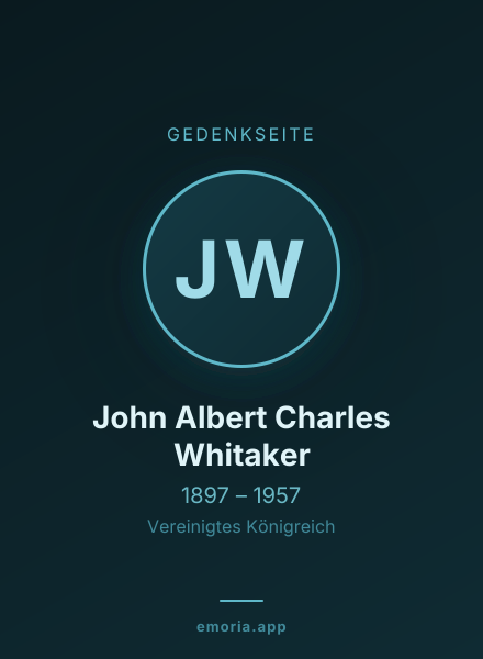 Gedenkportrait von John Albert Charles Whitaker