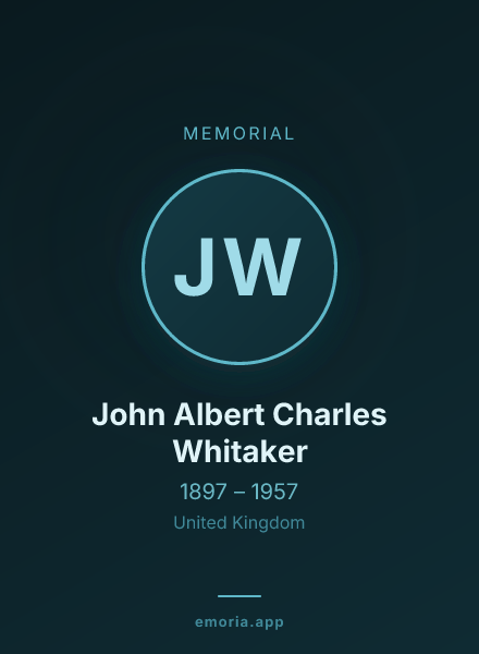 Memorial portrait of John Albert Charles Whitaker