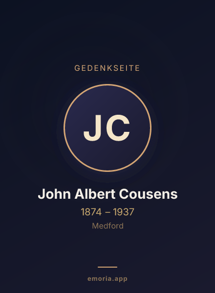 Gedenkportrait von John Albert Cousens