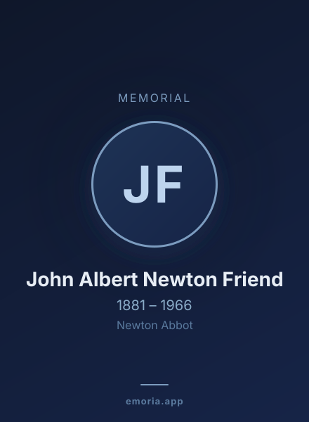 Memorial portrait of John Albert Newton Friend