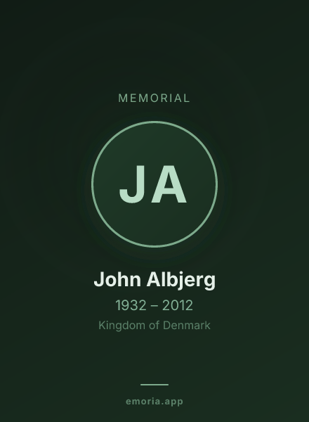 Memorial portrait of John Albjerg