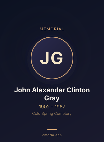 Memorial portrait of John Alexander Clinton Gray