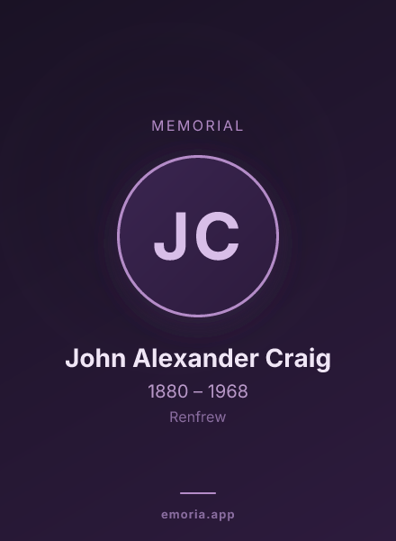 Memorial portrait of John Alexander Craig