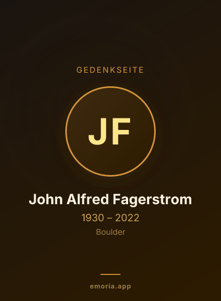 Gedenkportrait von John Alfred Fagerstrom