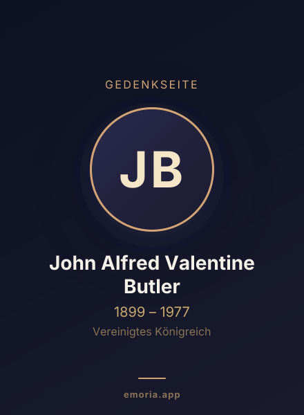 Gedenkportrait von John Alfred Valentine Butler