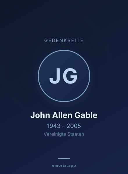 Gedenkportrait von John Allen Gable