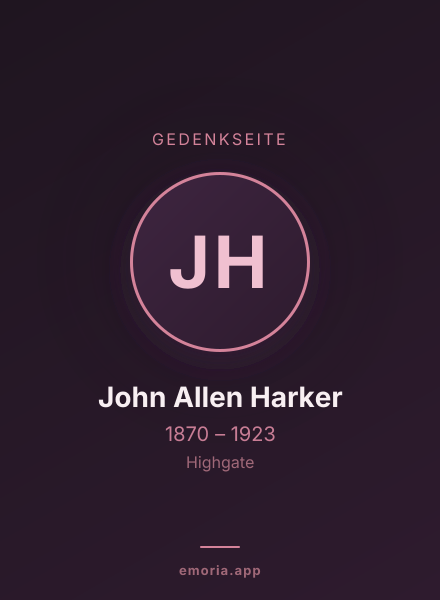 Gedenkportrait von John Allen Harker