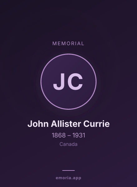Memorial portrait of John Allister Currie