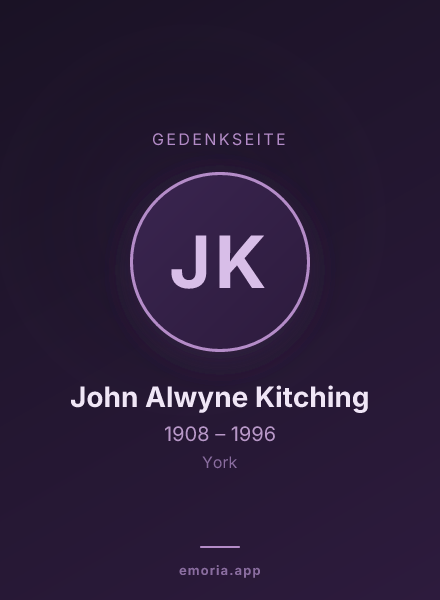 Gedenkportrait von John Alwyne Kitching