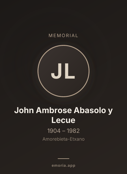 Memorial portrait of John Ambrose Abasolo y Lecue