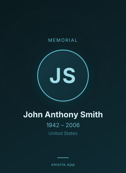 Memorial portrait of John Anthony Smith