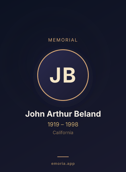 Memorial portrait of John Arthur Beland