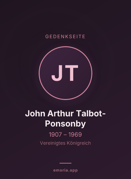 Gedenkportrait von John Arthur Talbot-Ponsonby