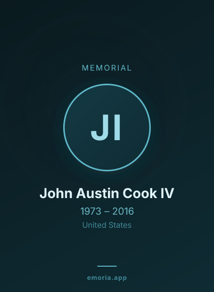 Memorial portrait of John Austin Cook IV