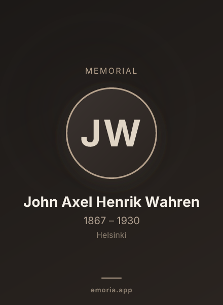 Memorial portrait of John Axel Henrik Wahren