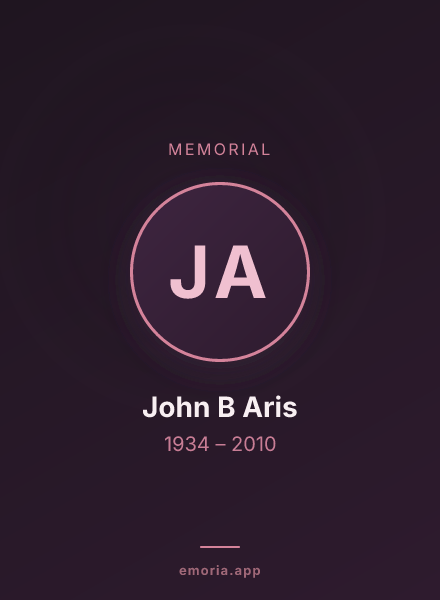 Memorial portrait of John B Aris
