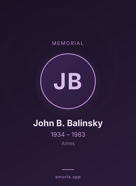 Memorial portrait of John B. Balinsky
