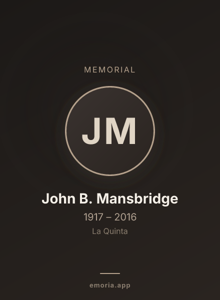 Memorial portrait of John B. Mansbridge