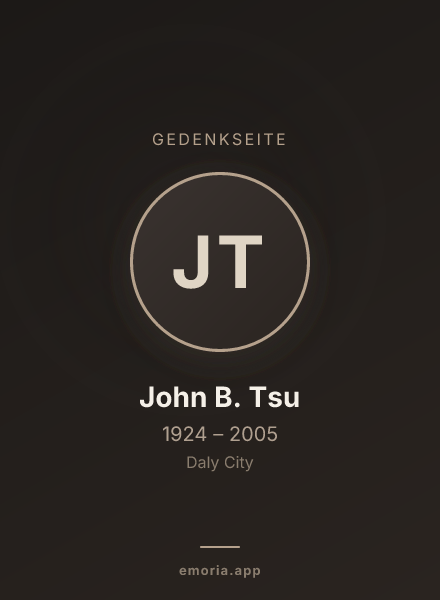 Gedenkportrait von John B. Tsu