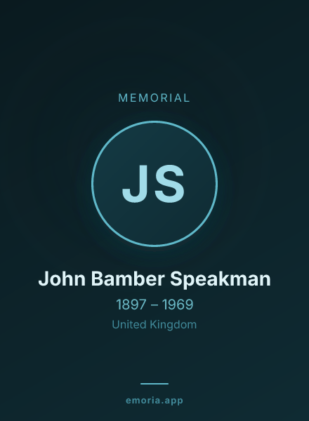 Memorial portrait of John Bamber Speakman