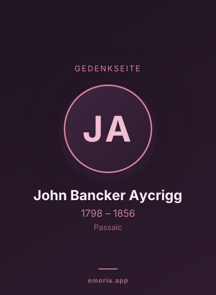 Gedenkportrait von John Bancker Aycrigg