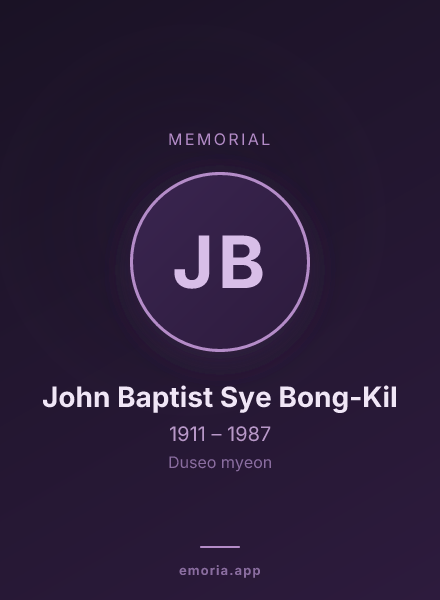 Memorial portrait of John Baptist Sye Bong-Kil