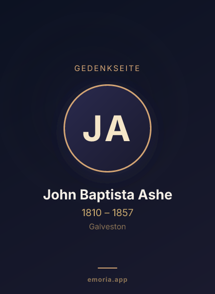 Gedenkportrait von John Baptista Ashe