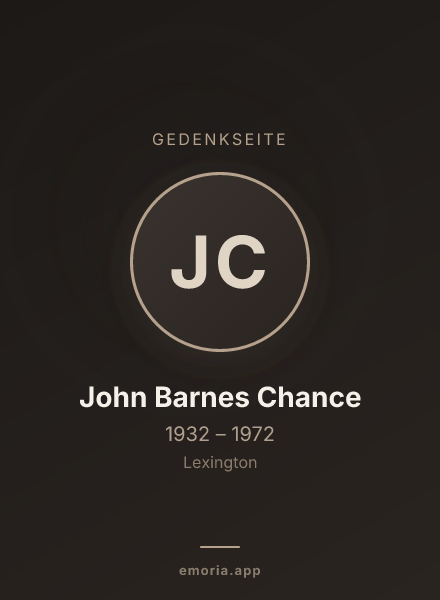 Gedenkportrait von John Barnes Chance