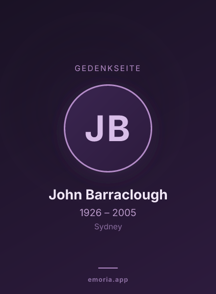Gedenkportrait von John Barraclough