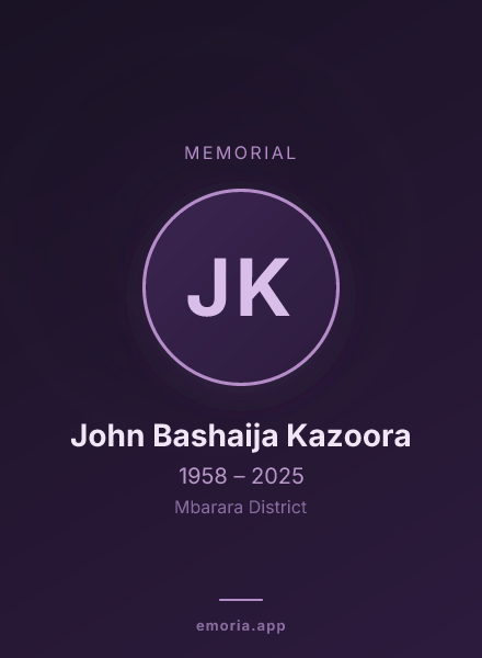 Memorial portrait of John Bashaija Kazoora