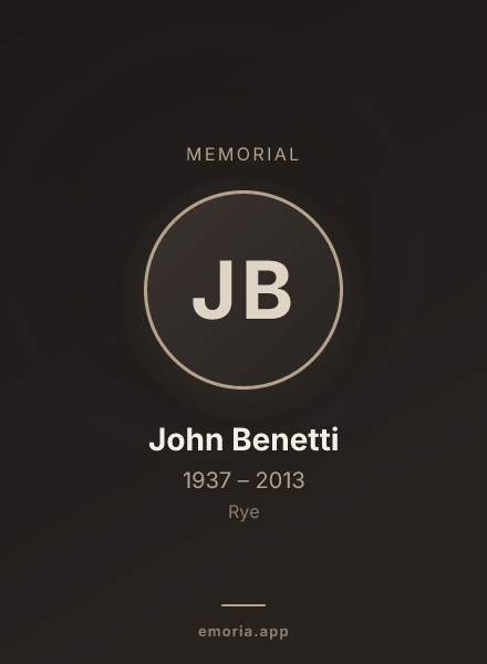 Memorial portrait of John Benetti