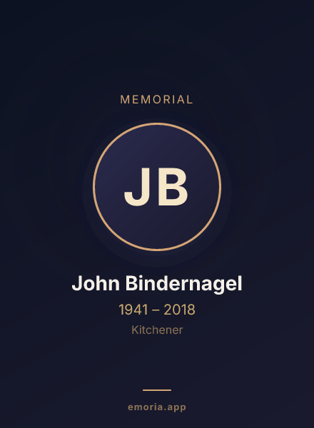 Memorial portrait of John Bindernagel