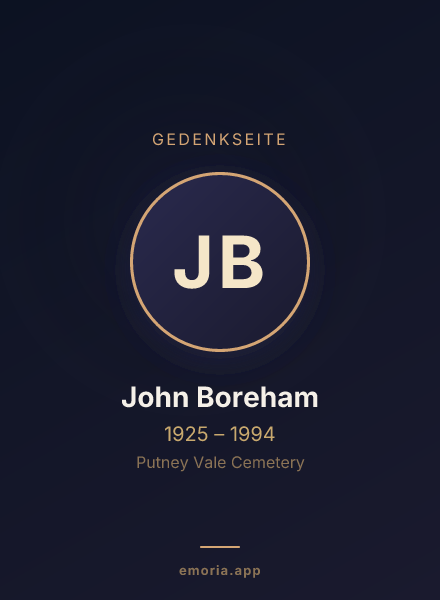 Gedenkportrait von John Boreham