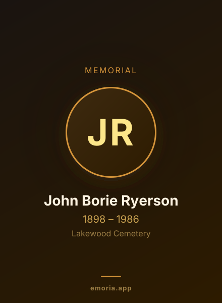 Memorial portrait of John Borie Ryerson