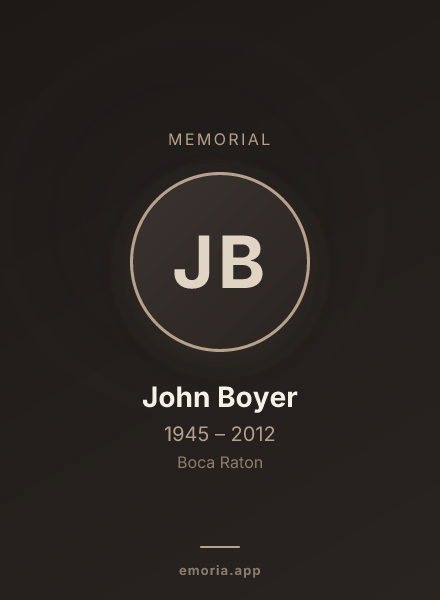 Memorial portrait of John Boyer