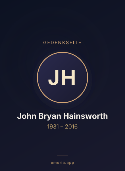 Gedenkportrait von John Bryan Hainsworth