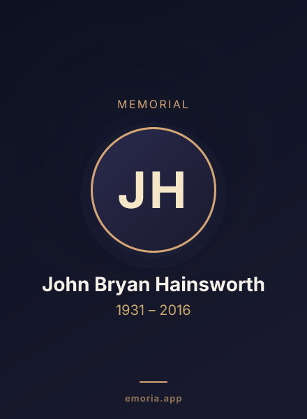 Memorial portrait of John Bryan Hainsworth